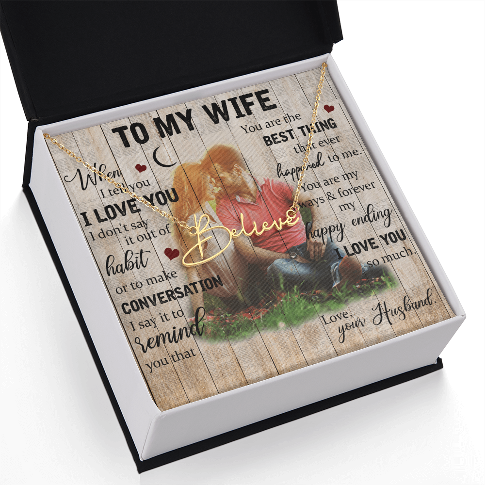 To My Wife Signature Name Necklace