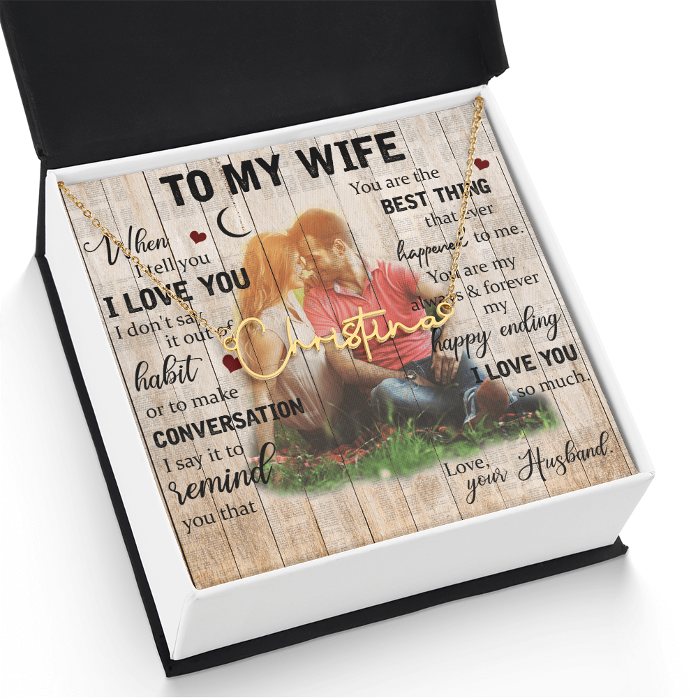 To My Wife Signature Name Necklace