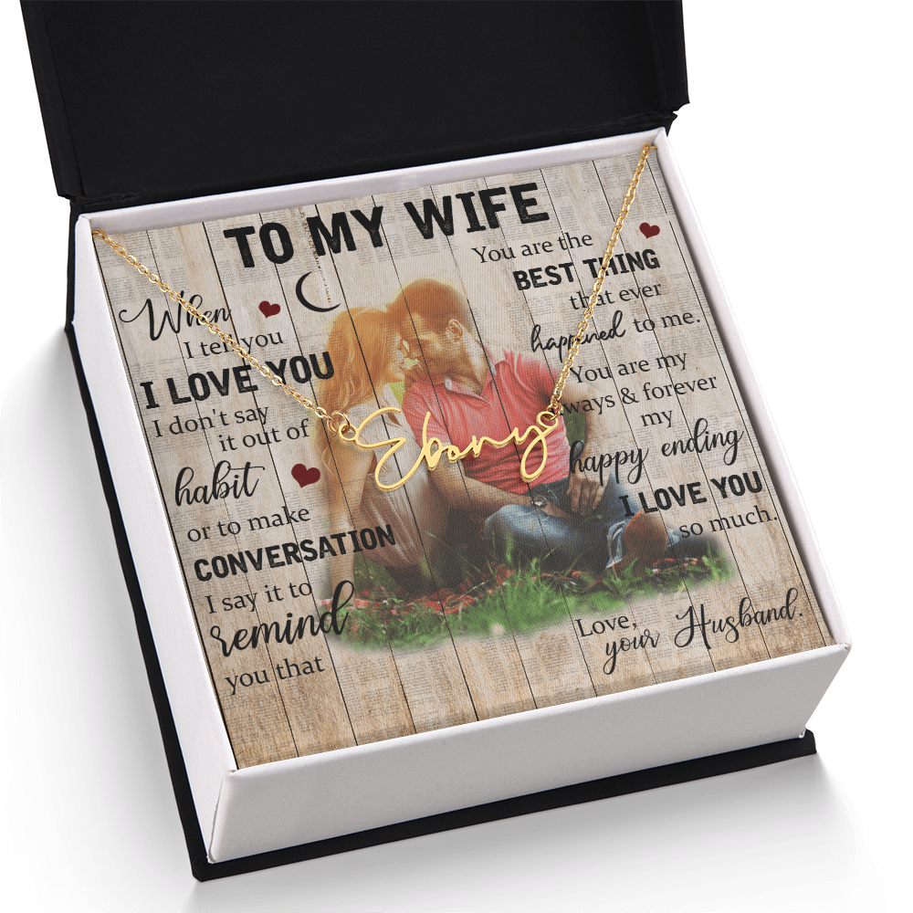 To My Wife Signature Name Necklace