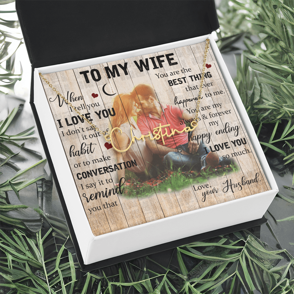 To My Wife Signature Name Necklace