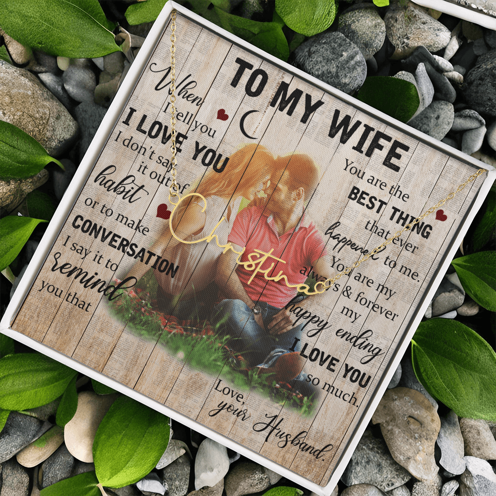 To My Wife Signature Name Necklace