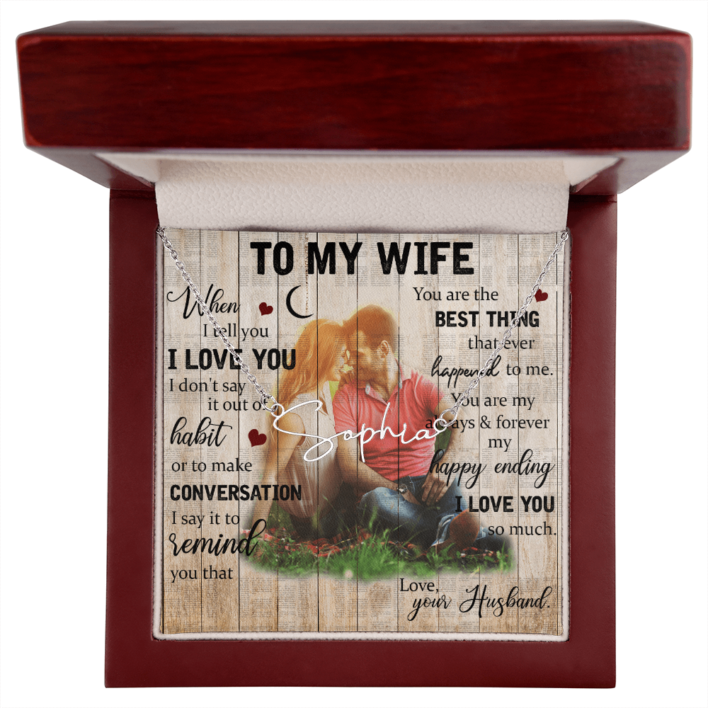 To My Wife Signature Name Necklace