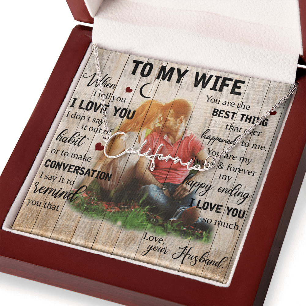 To My Wife Signature Name Necklace