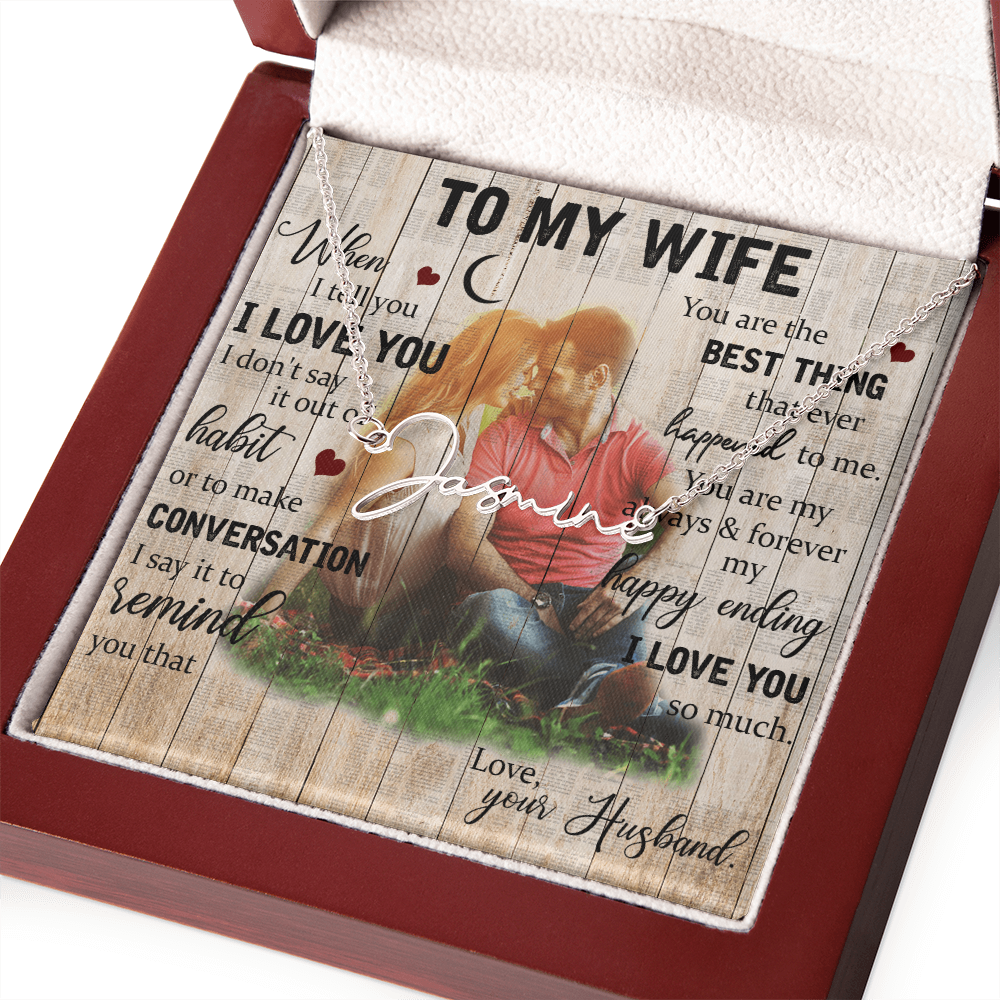 To My Wife Signature Name Necklace