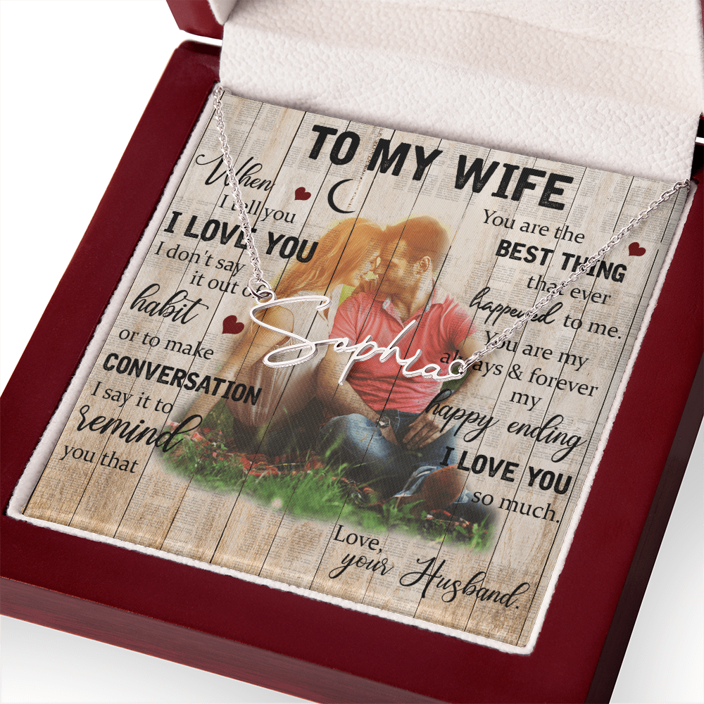 To My Wife Signature Name Necklace