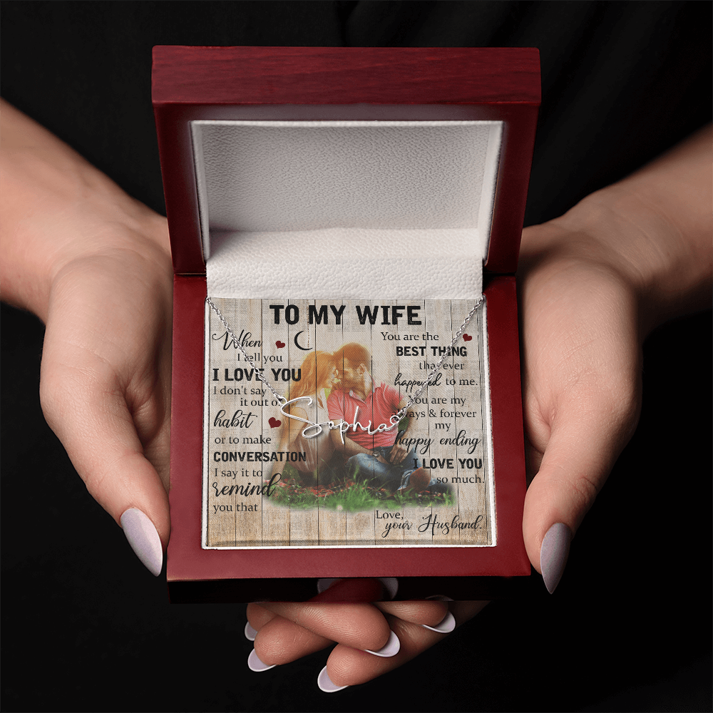 To My Wife Signature Name Necklace