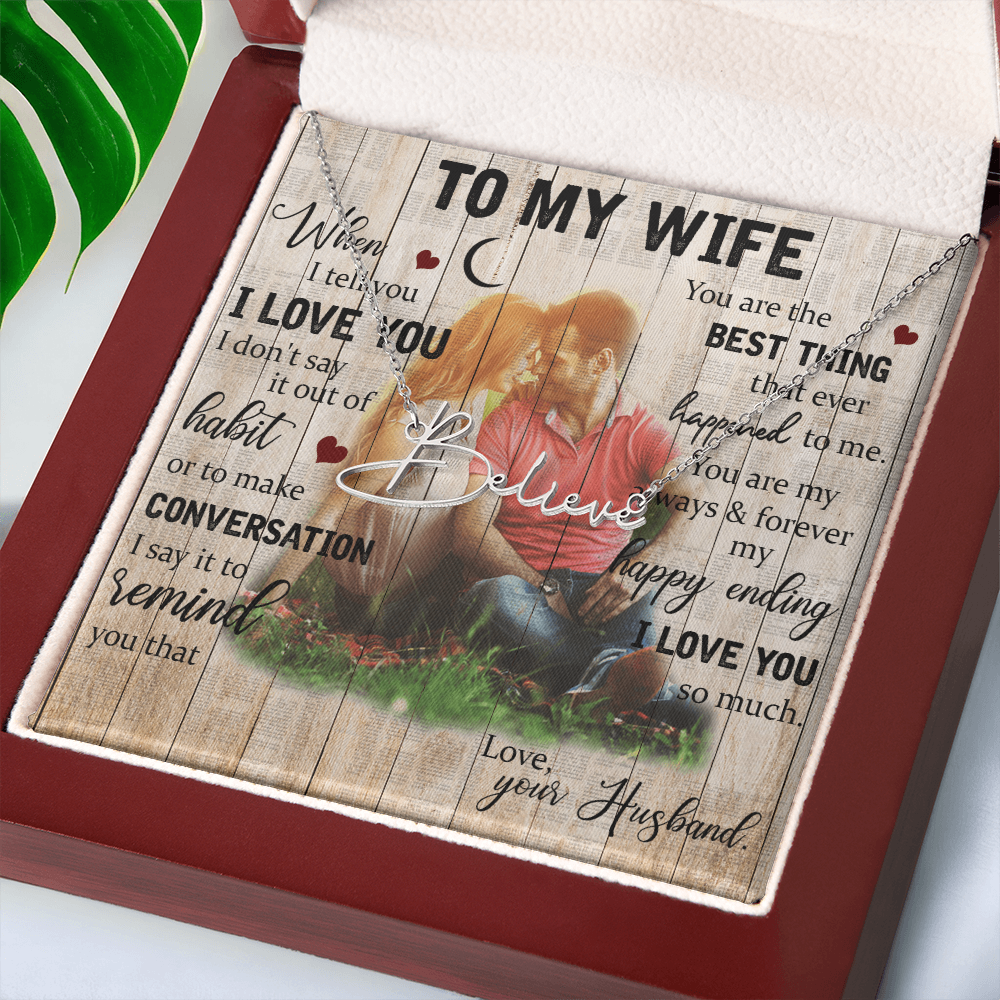 To My Wife Signature Name Necklace