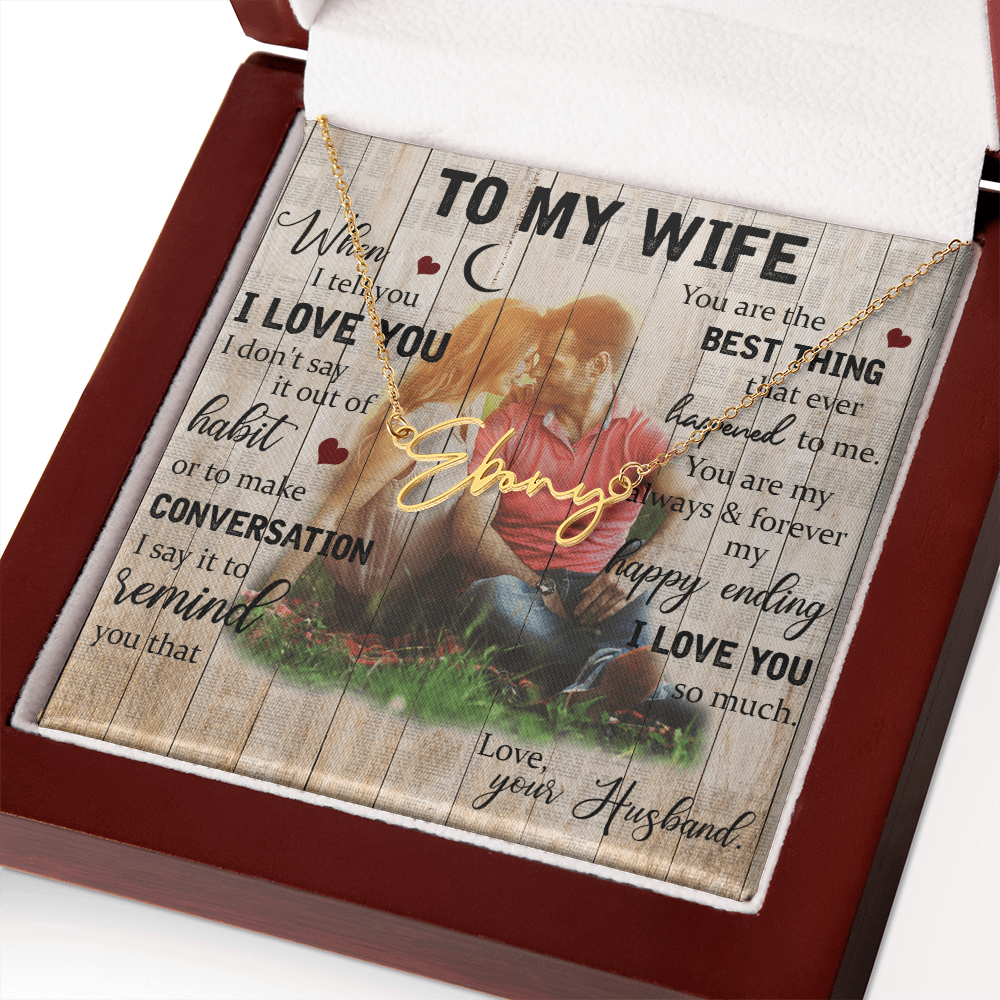 To My Wife Signature Name Necklace