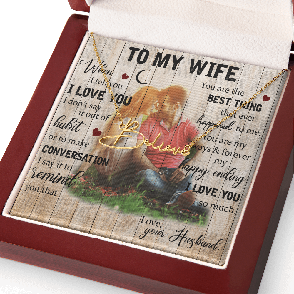 To My Wife Signature Name Necklace
