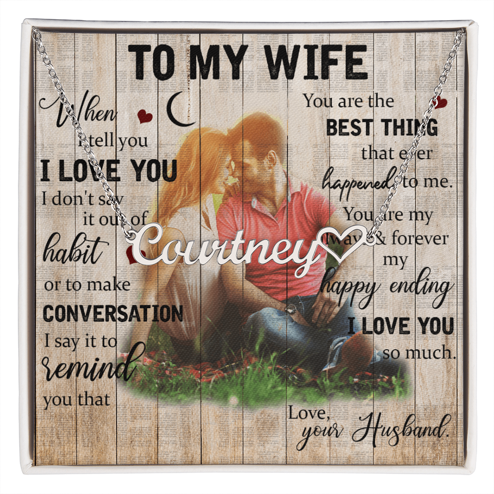 To My Wife Heart Name Necklace