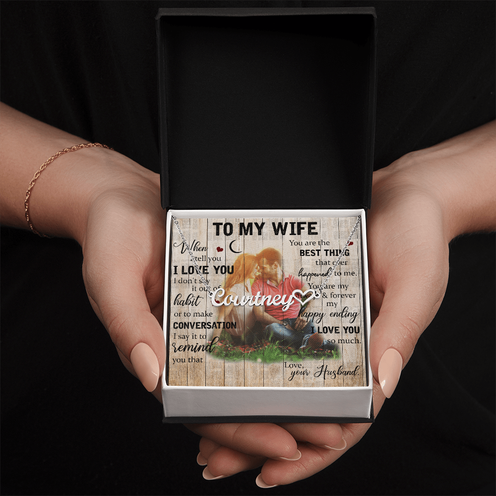 To My Wife Heart Name Necklace