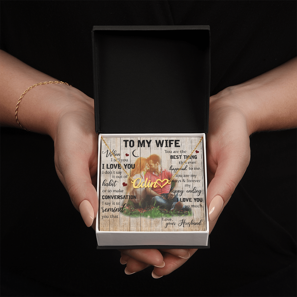 To My Wife Heart Name Necklace