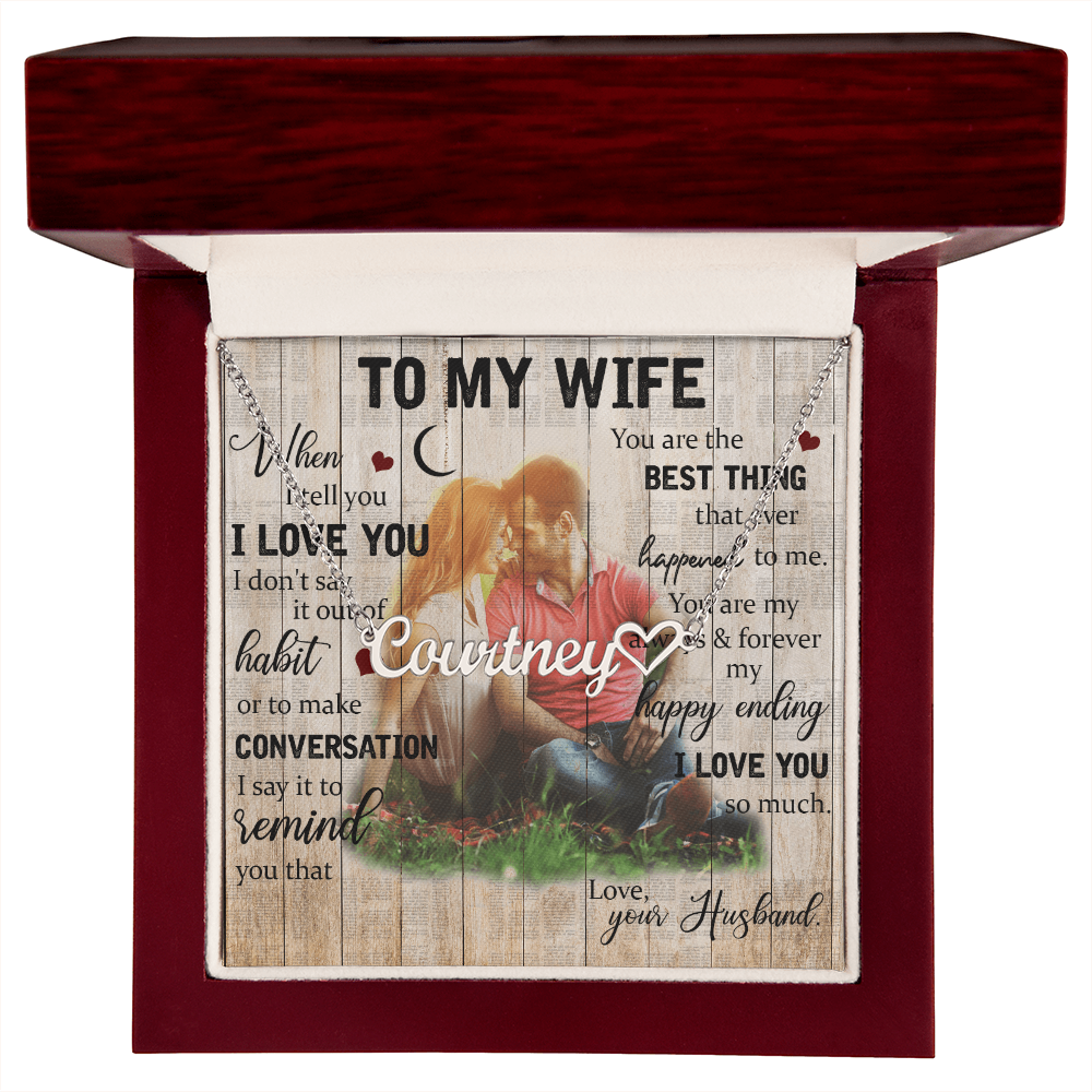To My Wife Heart Name Necklace