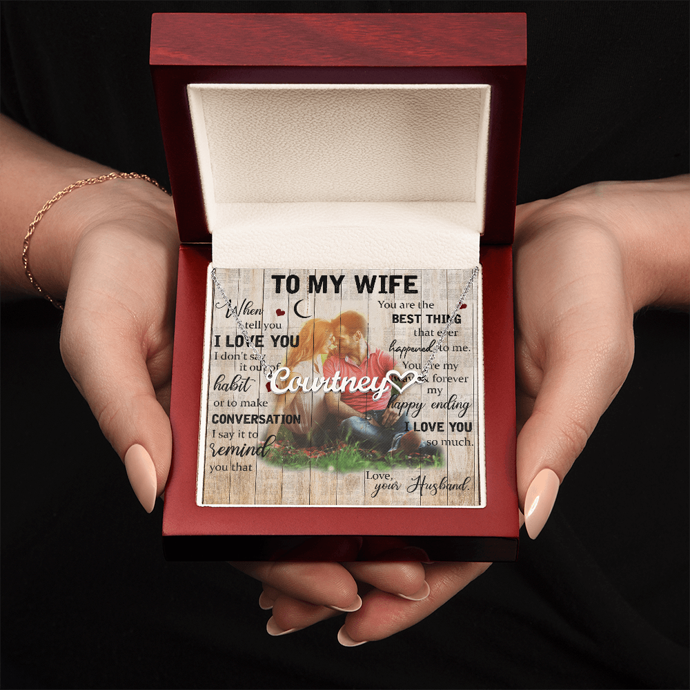 To My Wife Heart Name Necklace