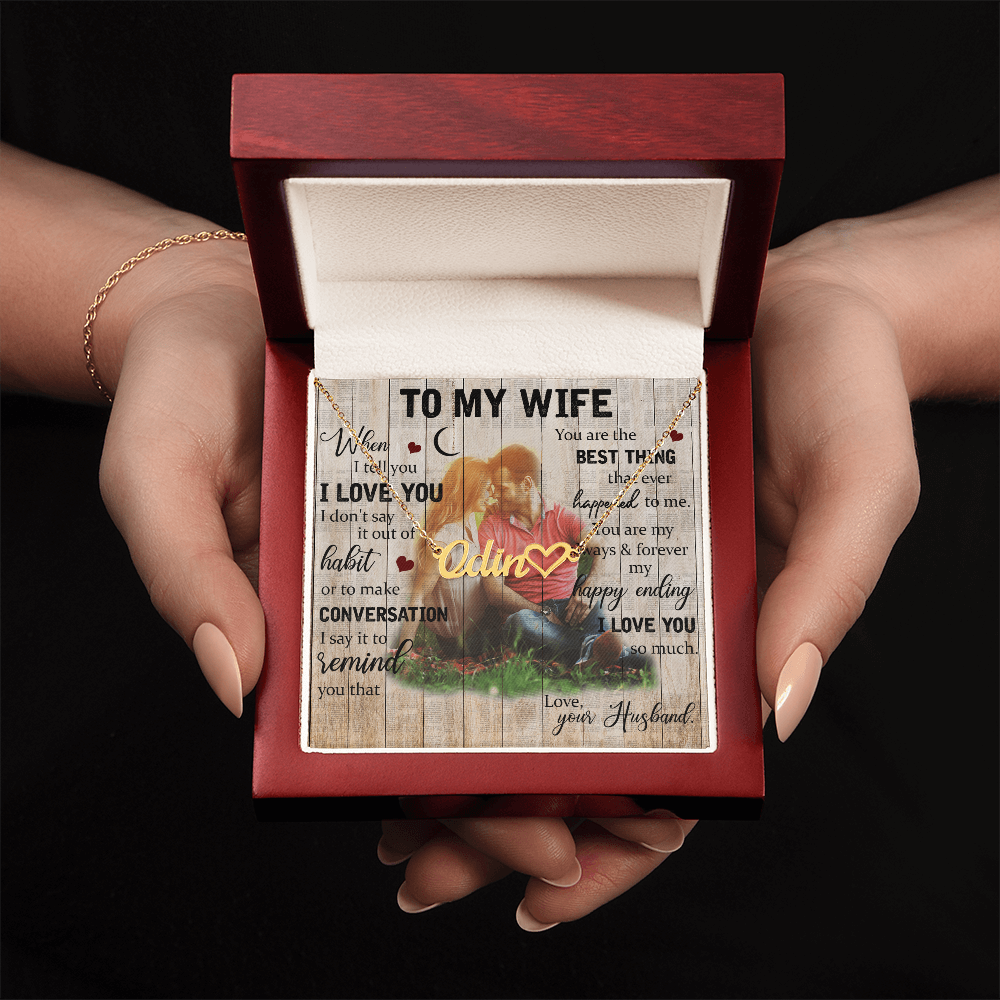 To My Wife Heart Name Necklace
