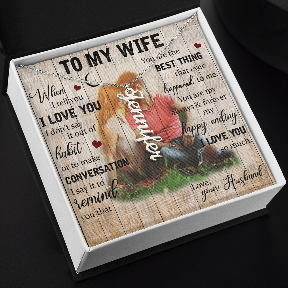To My Wife Vertical Name Necklace