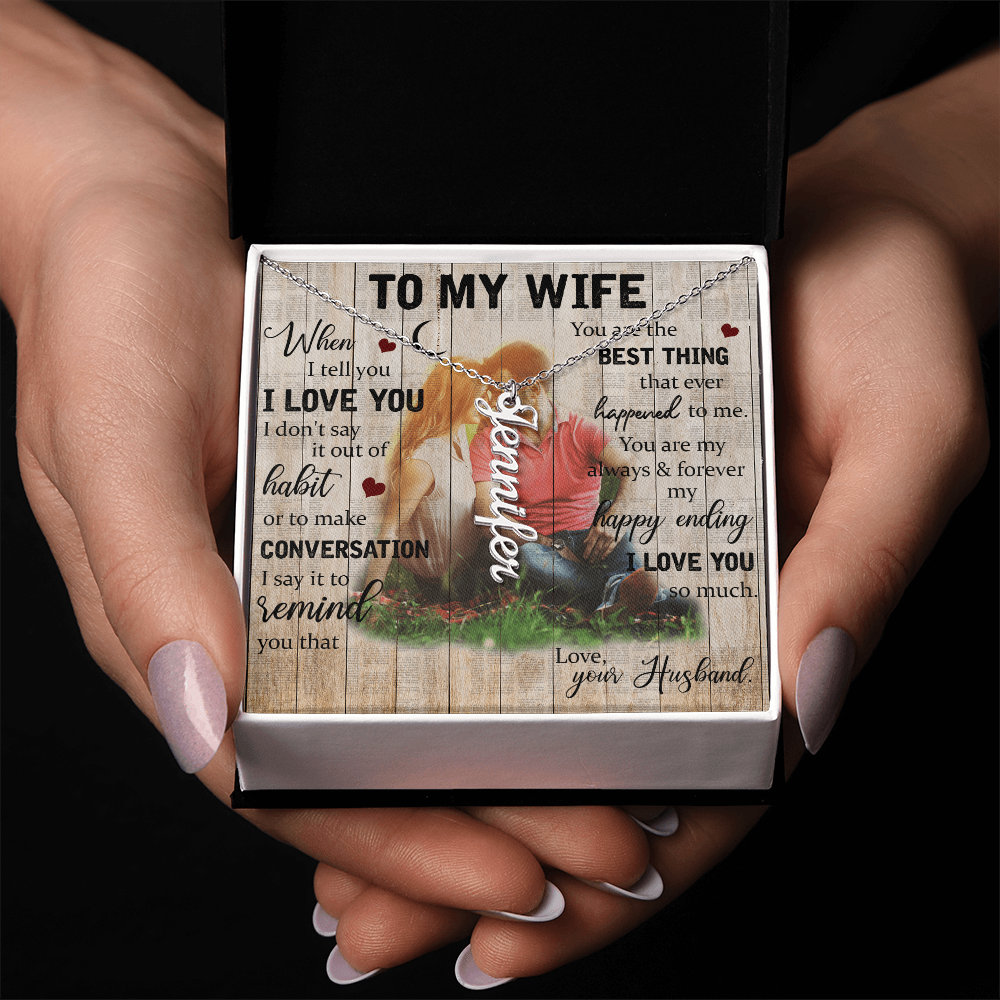 To My Wife Vertical Name Necklace
