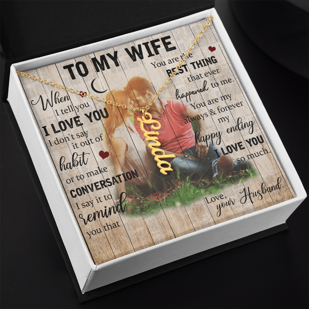 To My Wife Vertical Name Necklace