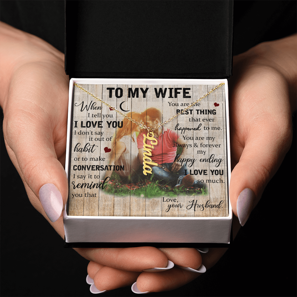To My Wife Vertical Name Necklace