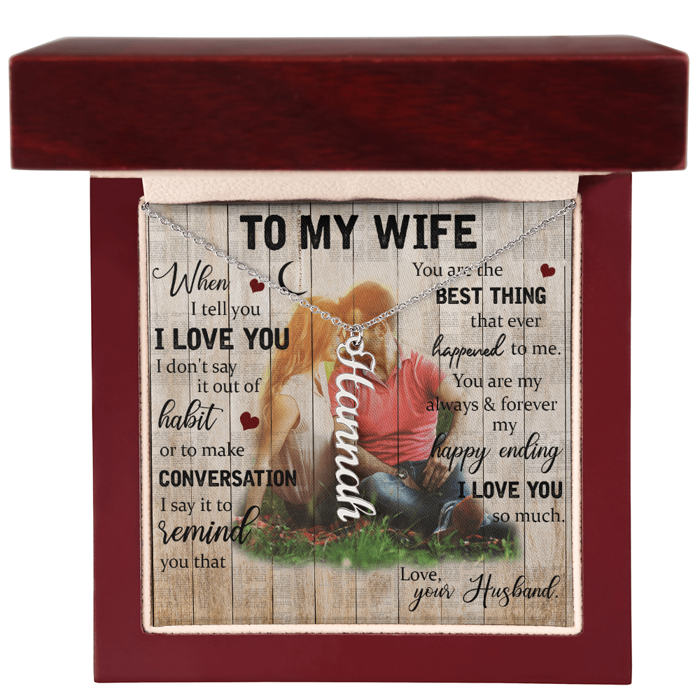 To My Wife Vertical Name Necklace