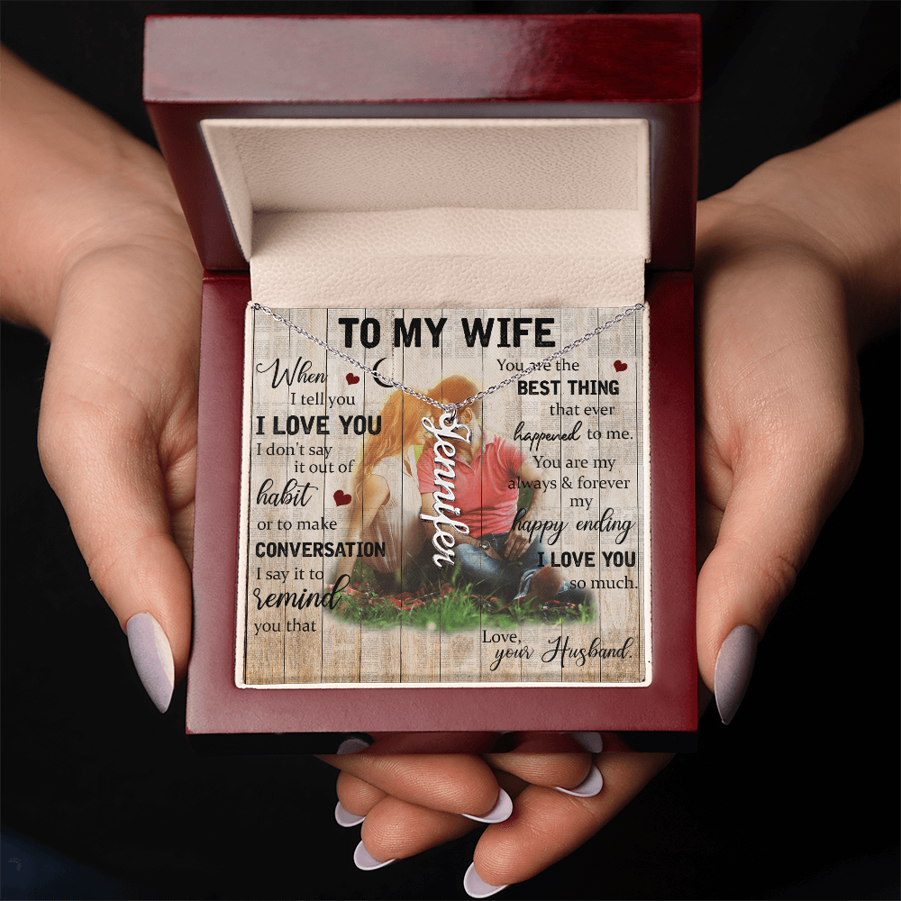 To My Wife Vertical Name Necklace