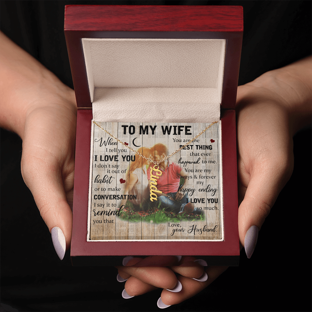To My Wife Vertical Name Necklace