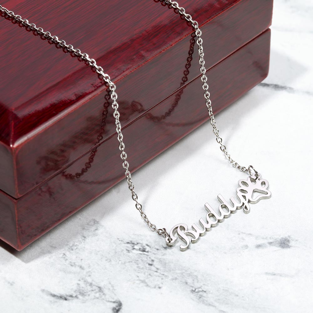 To My Wife Paw Print Name Necklace