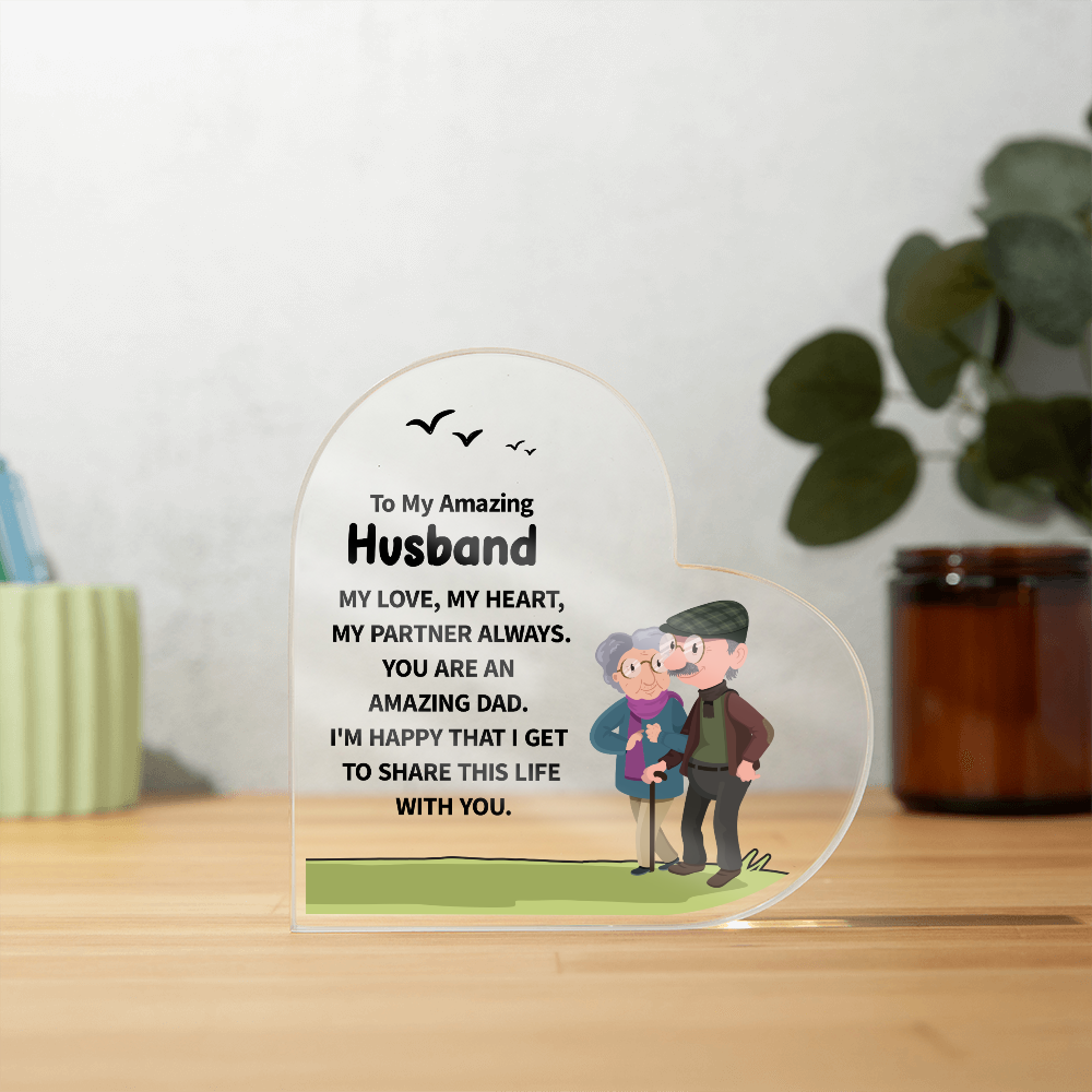 To My Amazing Husband Acrylic Heart Block