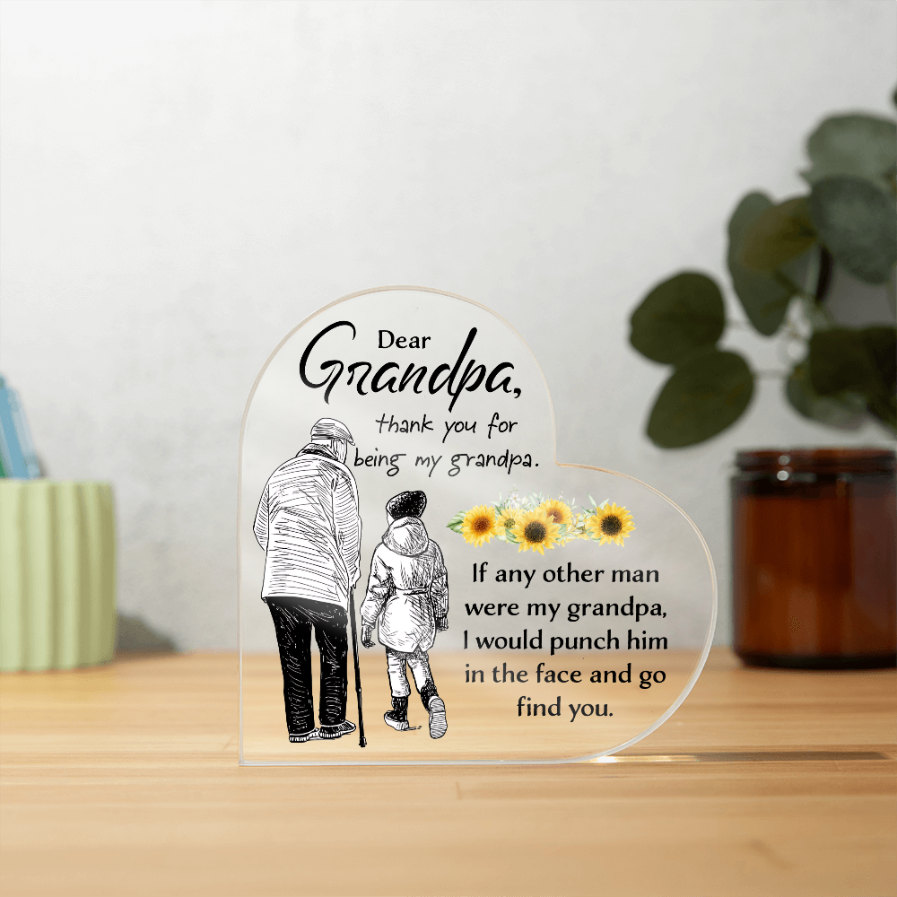 Dear Grandpa, Thank You for Being My Grandpa Acrylic Heart Block