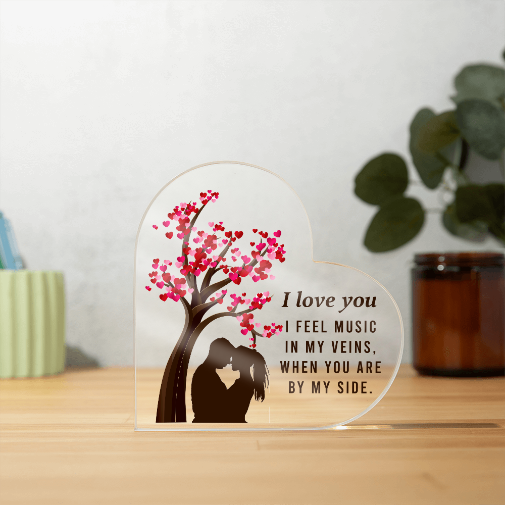 I Love You, Music in My Veins Acrylic Heart Block
