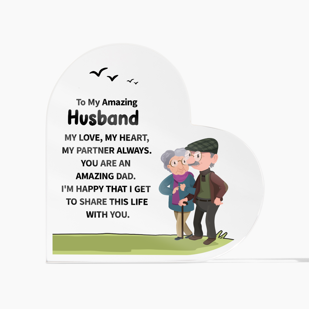To My Amazing Husband Acrylic Heart Block