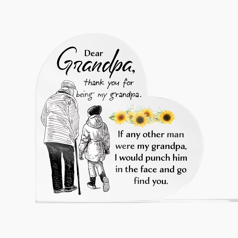 Dear Grandpa, Thank You for Being My Grandpa Acrylic Heart Block