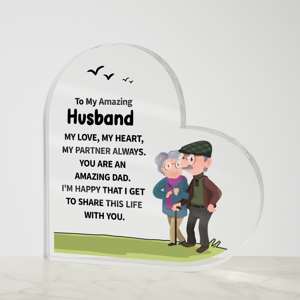 To My Amazing Husband Acrylic Heart Block