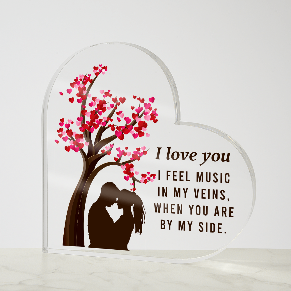 I Love You, Music in My Veins Acrylic Heart Block