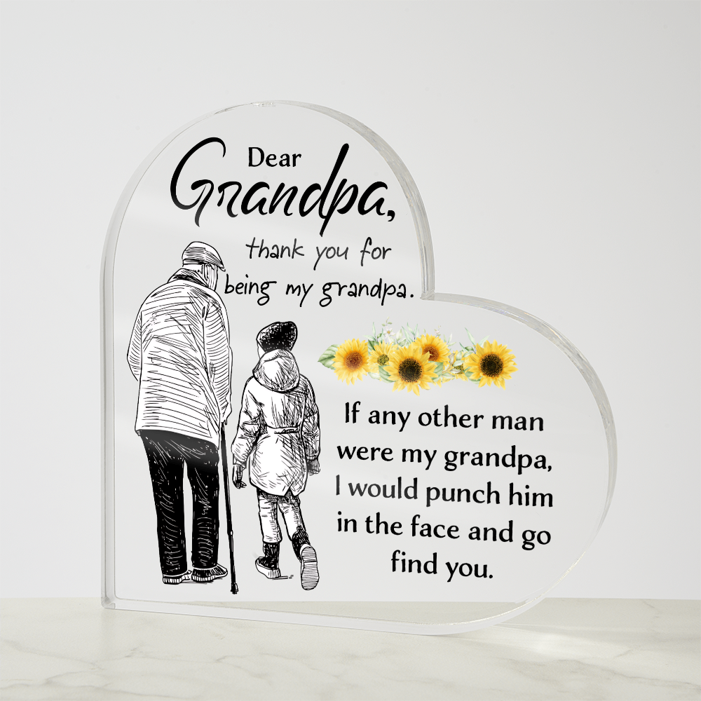 Dear Grandpa, Thank You for Being My Grandpa Acrylic Heart Block