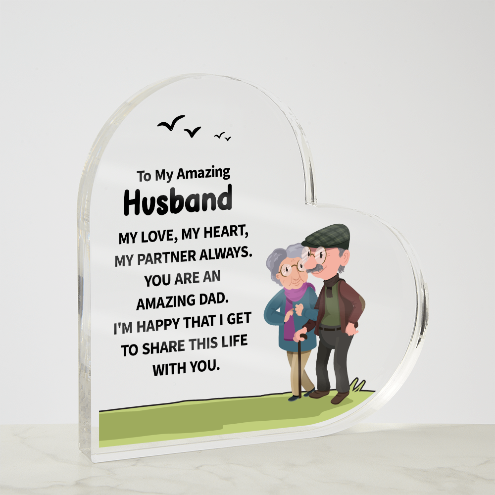 To My Amazing Husband Acrylic Heart Block