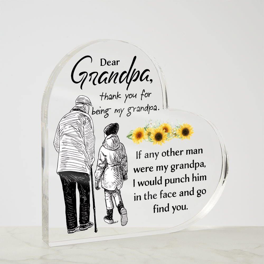 Dear Grandpa, Thank You for Being My Grandpa Acrylic Heart Block