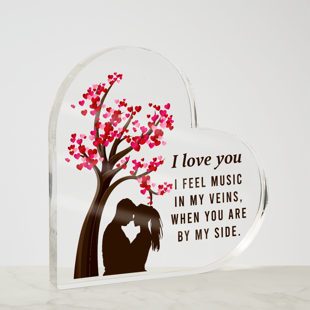 I Love You, Music in My Veins Acrylic Heart Block