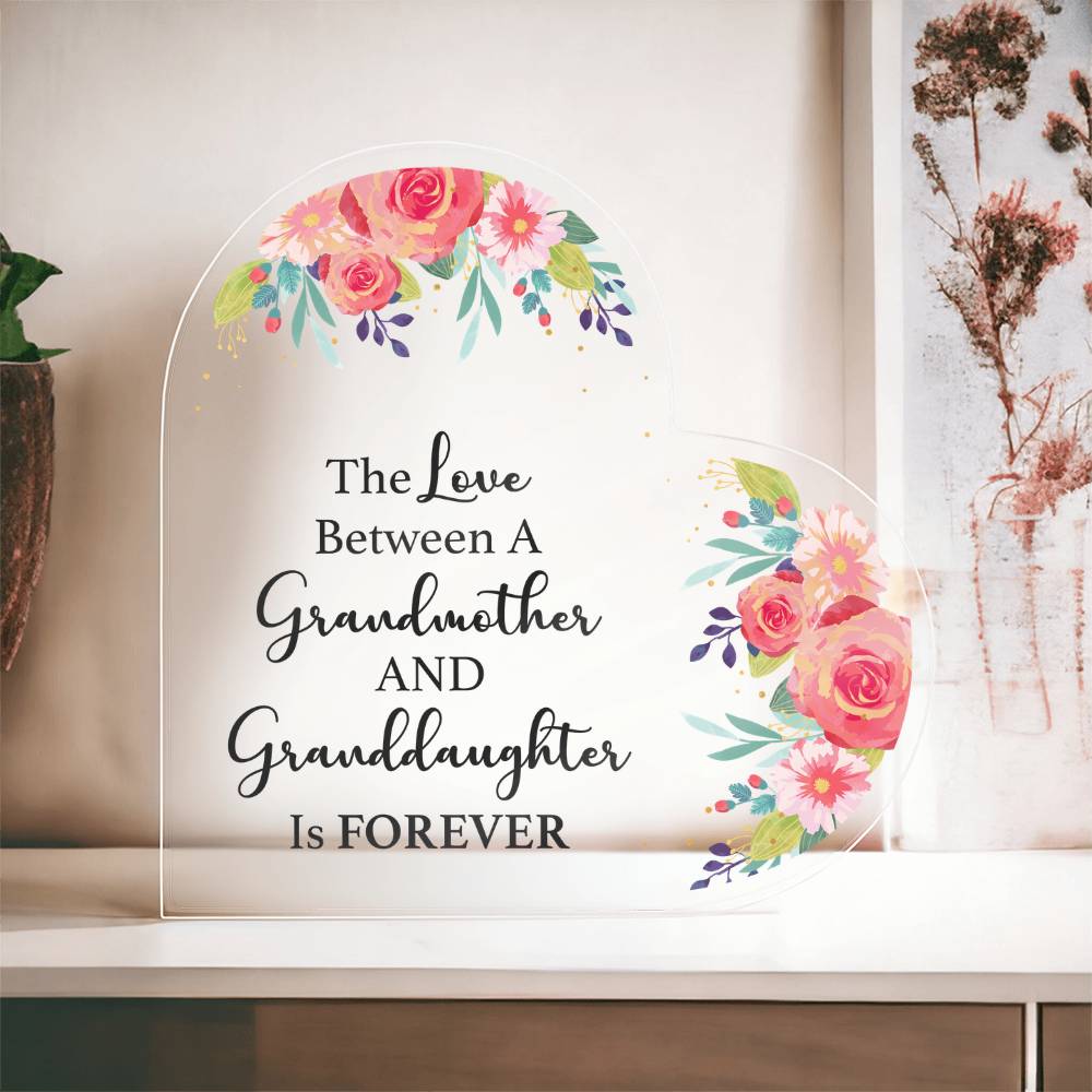 Grandmother and Granddaughter Forever Acrylic Heart Block