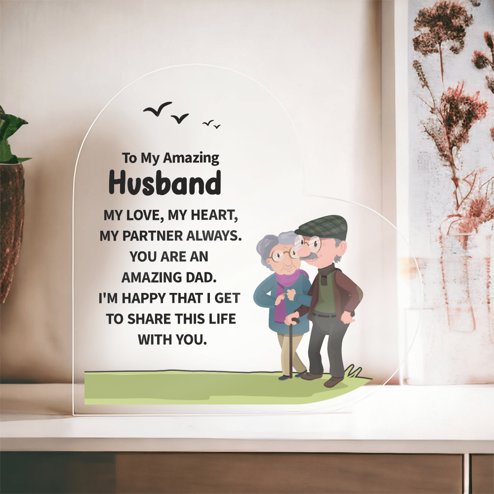 To My Amazing Husband Acrylic Heart Block