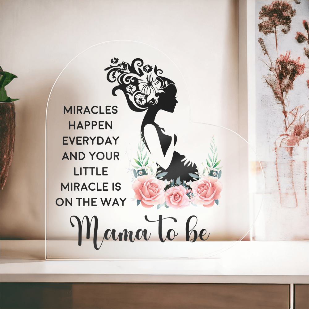 Mum-to-Be Little Miracle Acrylic Heart Block