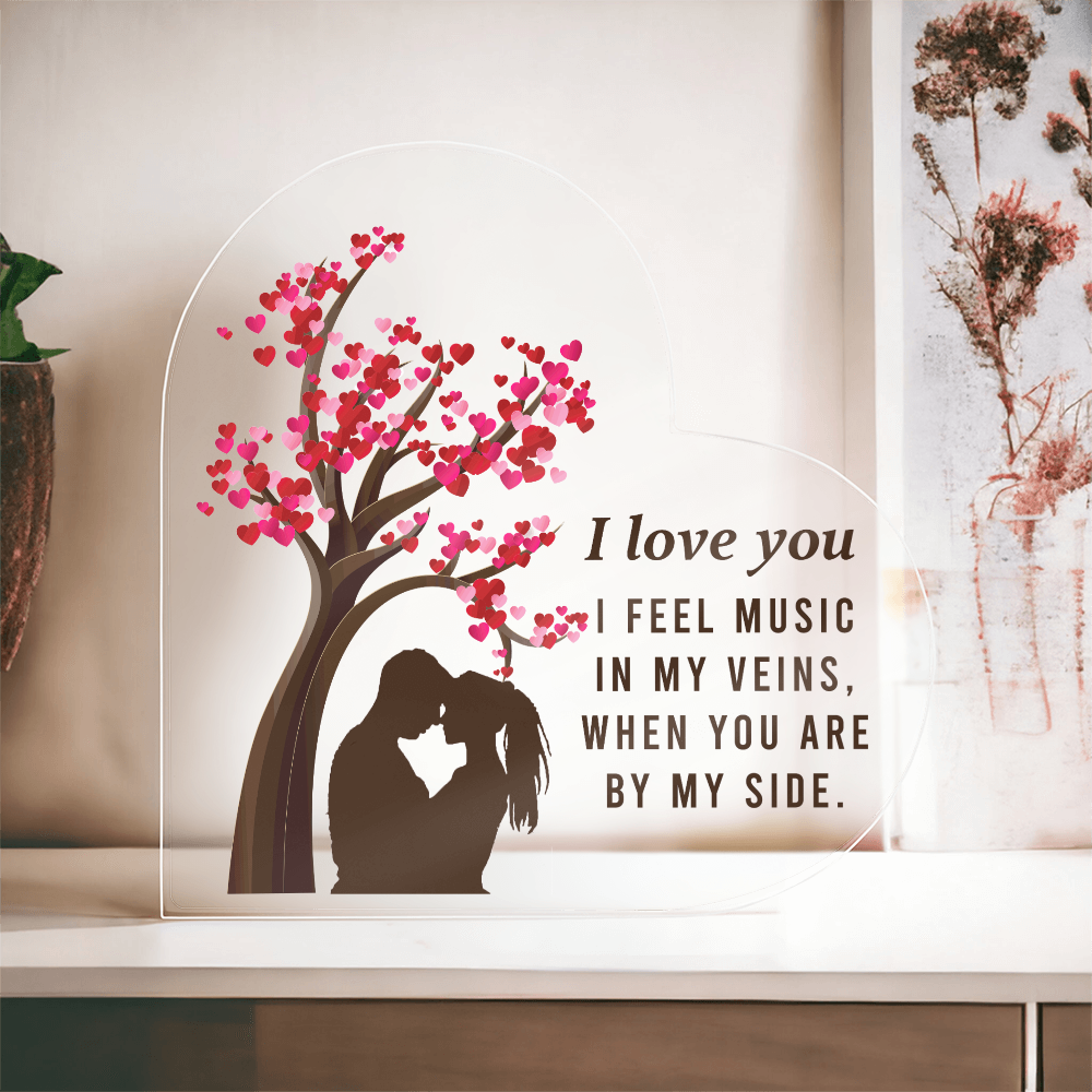 I Love You, Music in My Veins Acrylic Heart Block