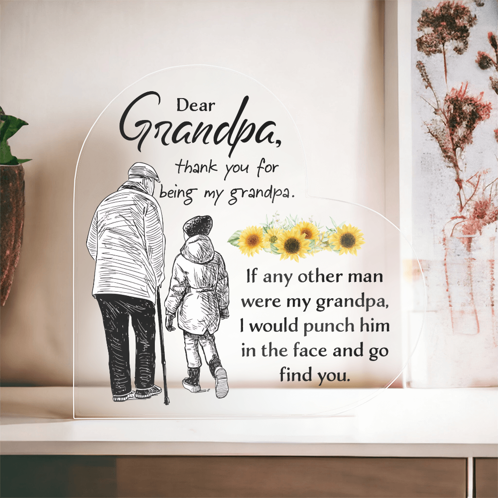 Dear Grandpa, Thank You for Being My Grandpa Acrylic Heart Block