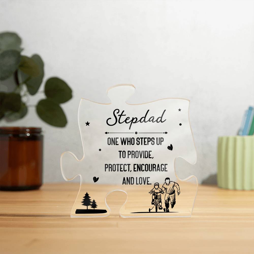 Stepdad One Who Steps Up Acrylic Puzzle Plaque