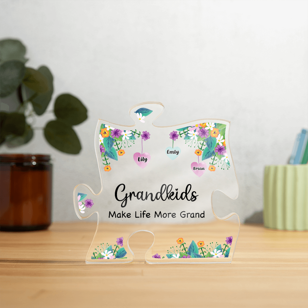 Grandkids Make Life More Grand Personalised Acrylic Puzzle Plaque