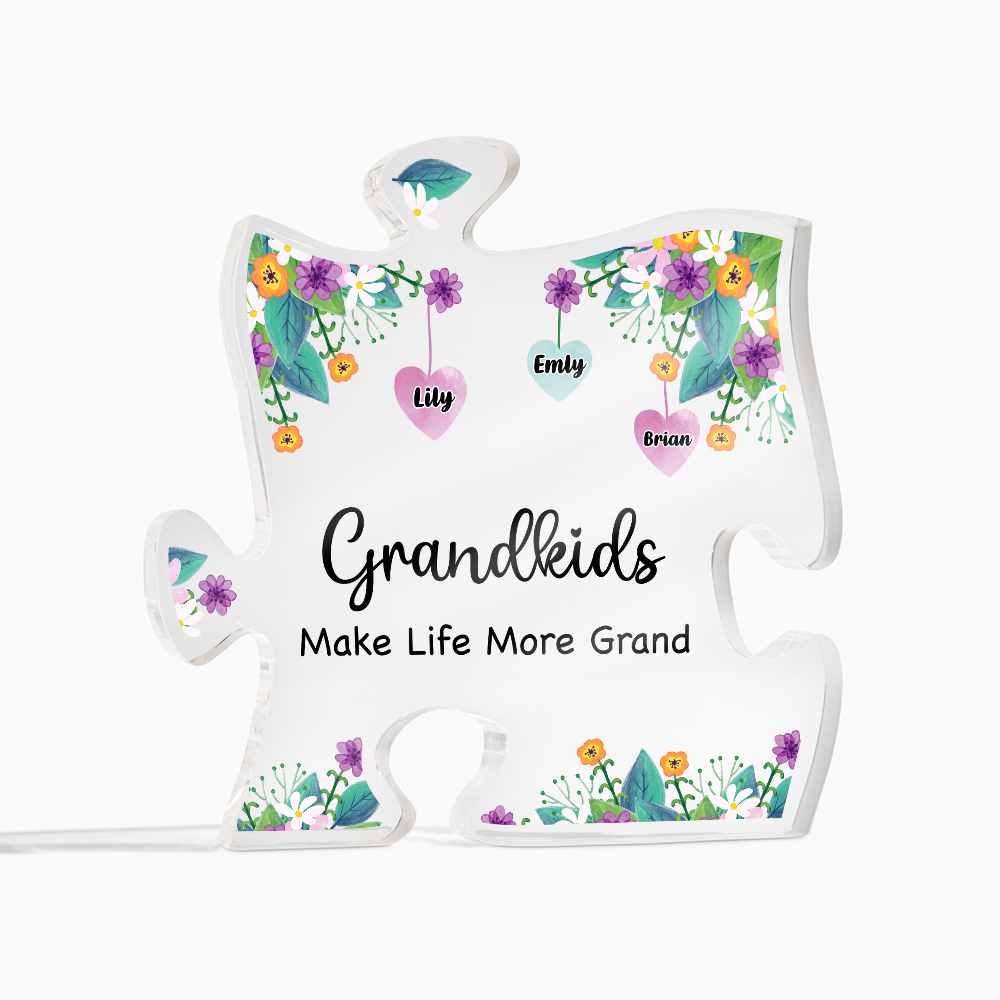 Grandkids Make Life More Grand Personalised Acrylic Puzzle Plaque