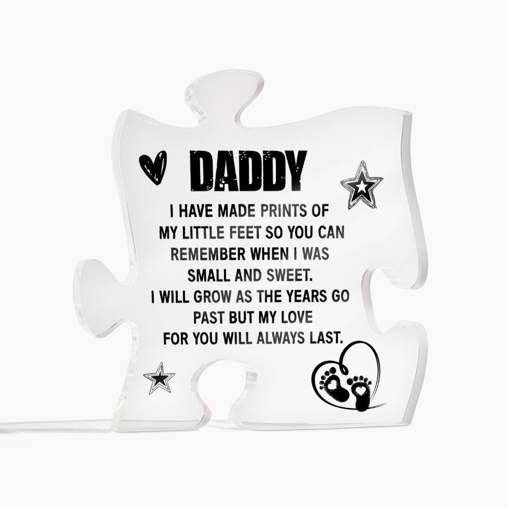 Daddy Little Feet Love You Forever Acrylic Puzzle Plaque