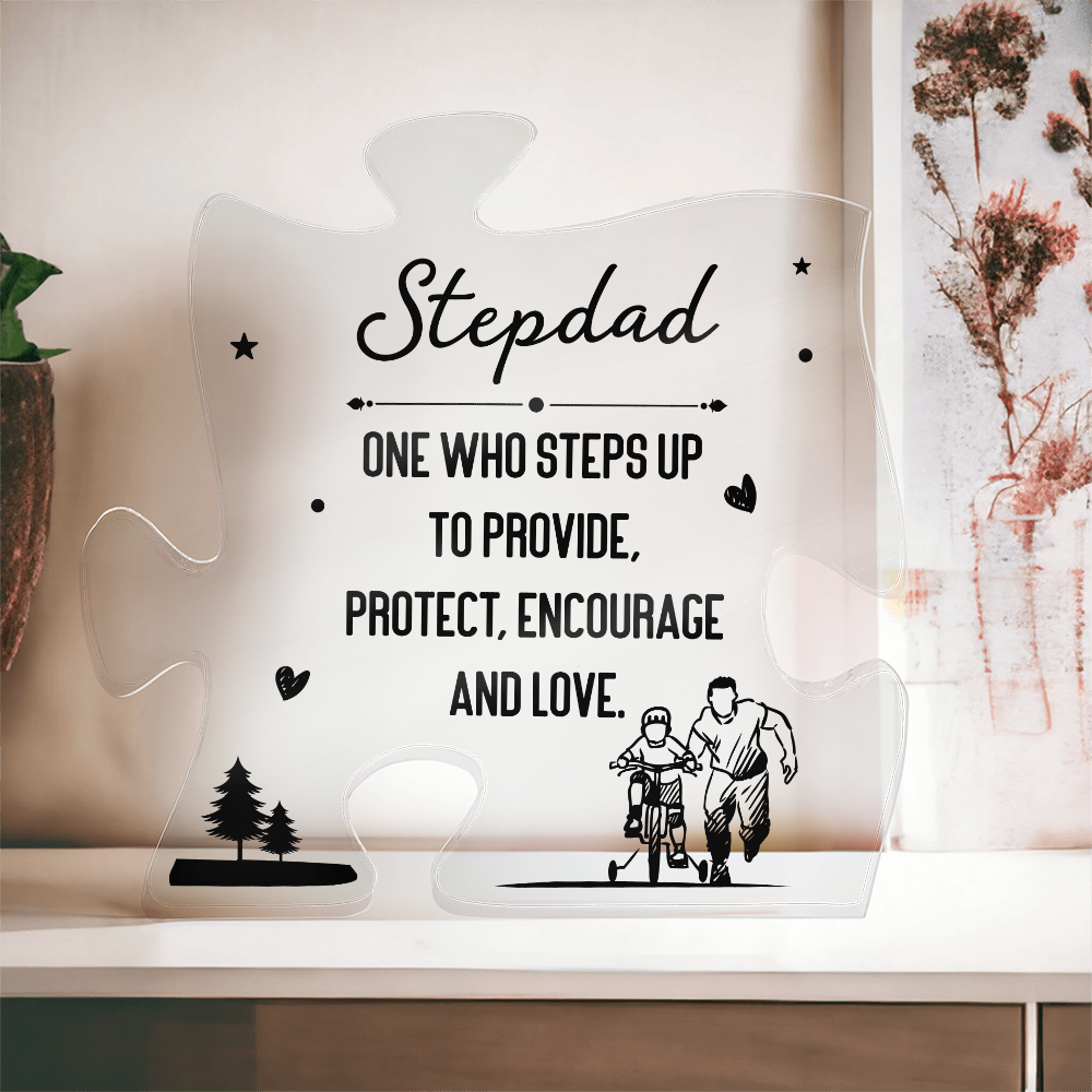 Stepdad One Who Steps Up Acrylic Puzzle Plaque
