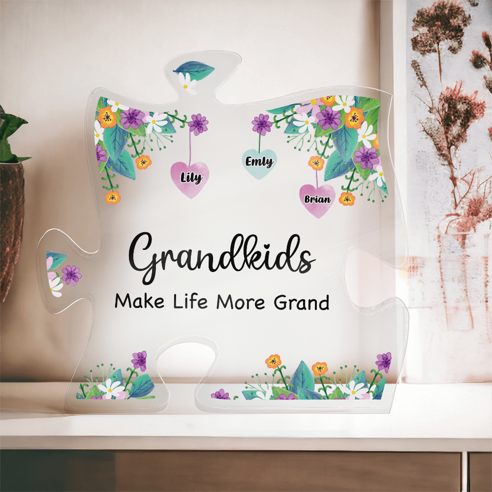 Grandkids Make Life More Grand Personalised Acrylic Puzzle Plaque