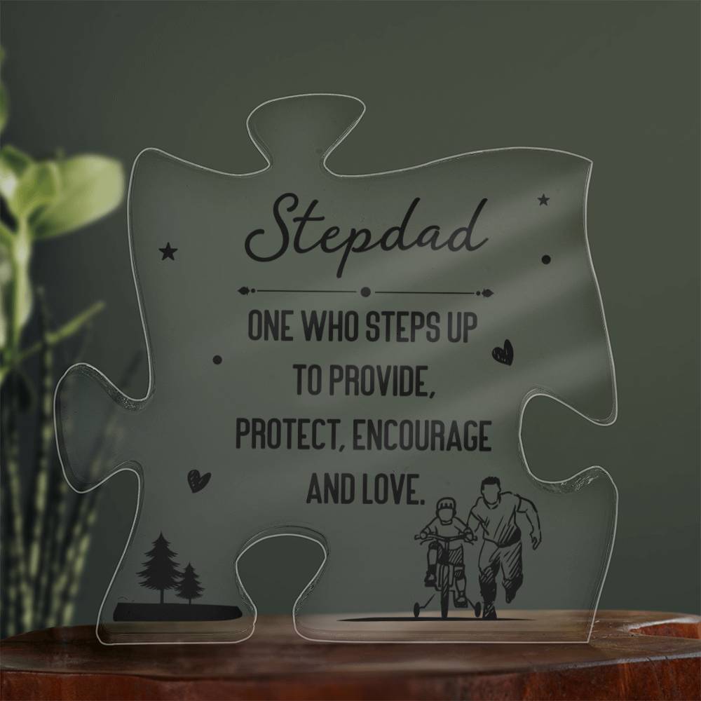 Stepdad One Who Steps Up Acrylic Puzzle Plaque
